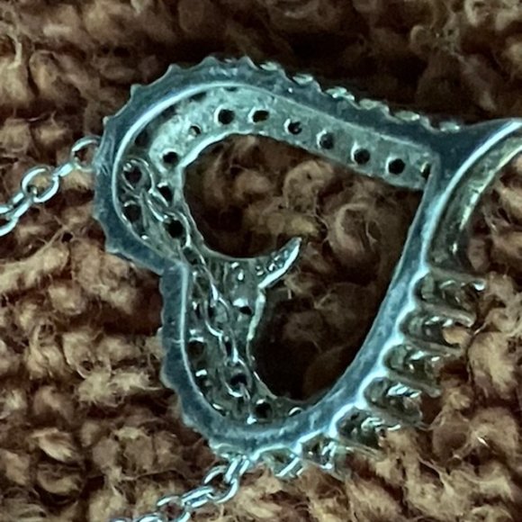 Floating Heart Sterling Silver W/ CZ and Sterling Silver Earrings - Picture 4 of 9